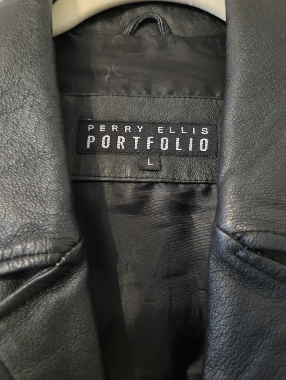 Perry Ellis Black Leather Zip-Front Jacket